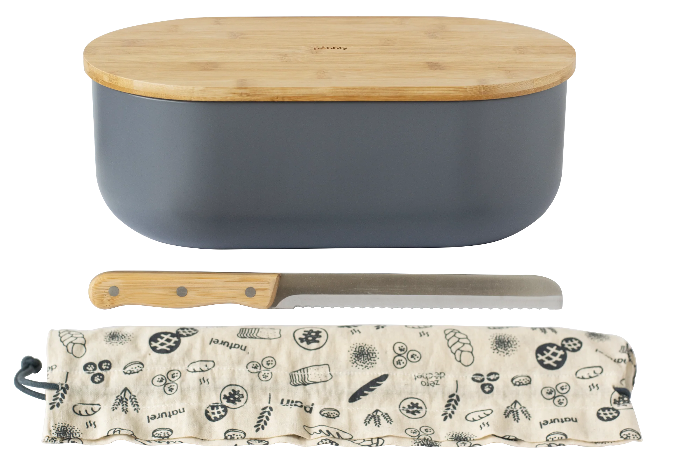 4-in-1 Bread Box with Cutting Board, Knife, and Cotton Bag - Image 5