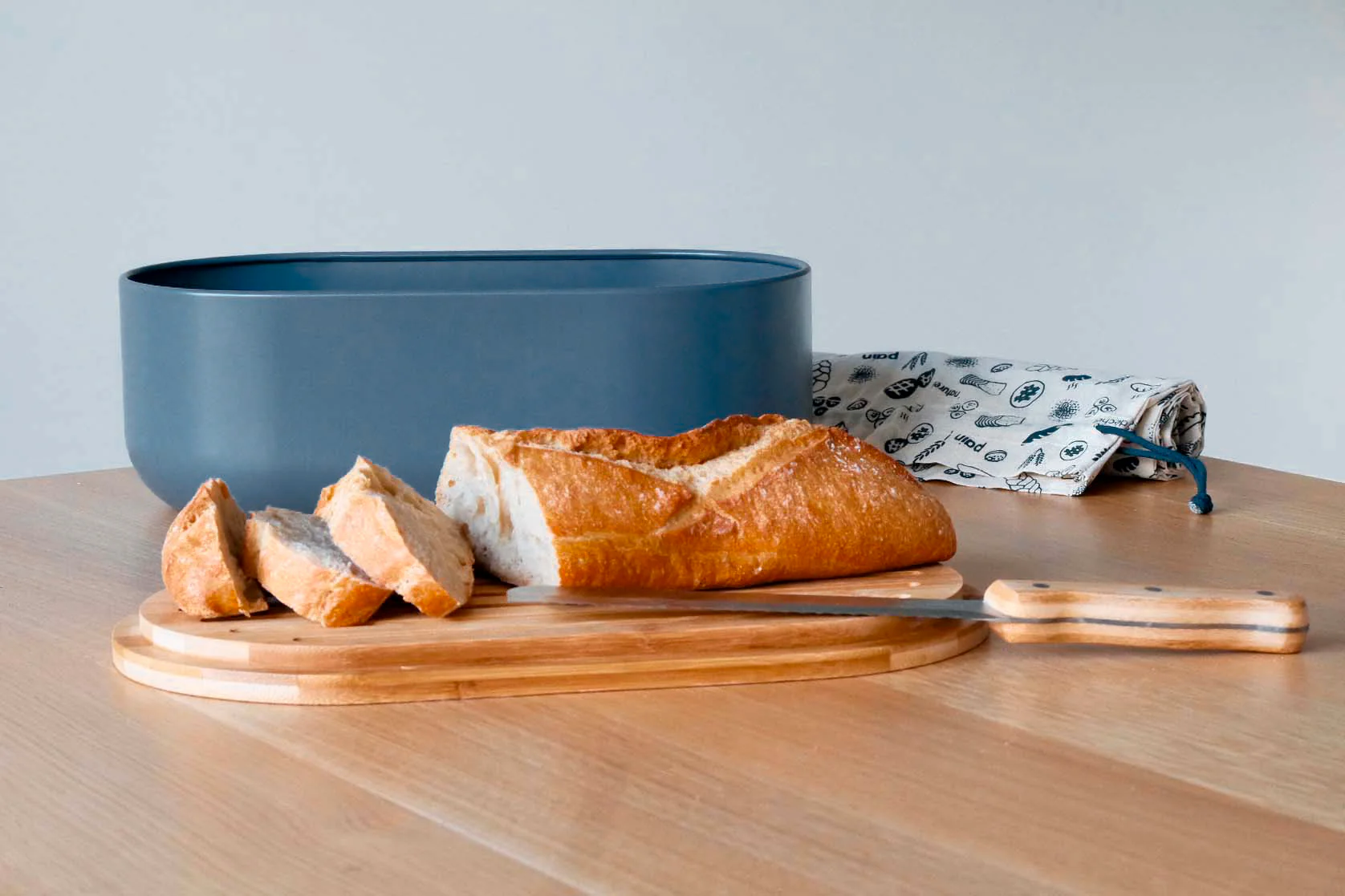4-in-1 Bread Box with Cutting Board, Knife, and Cotton Bag - Image 6