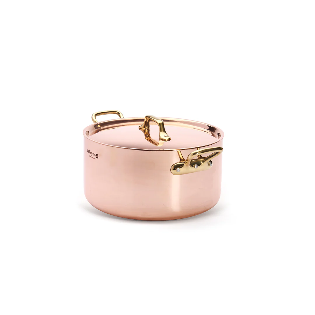 INOCUIVRE SERVICE Copper Stew Pan with Lid and Brass Handles - Image 3