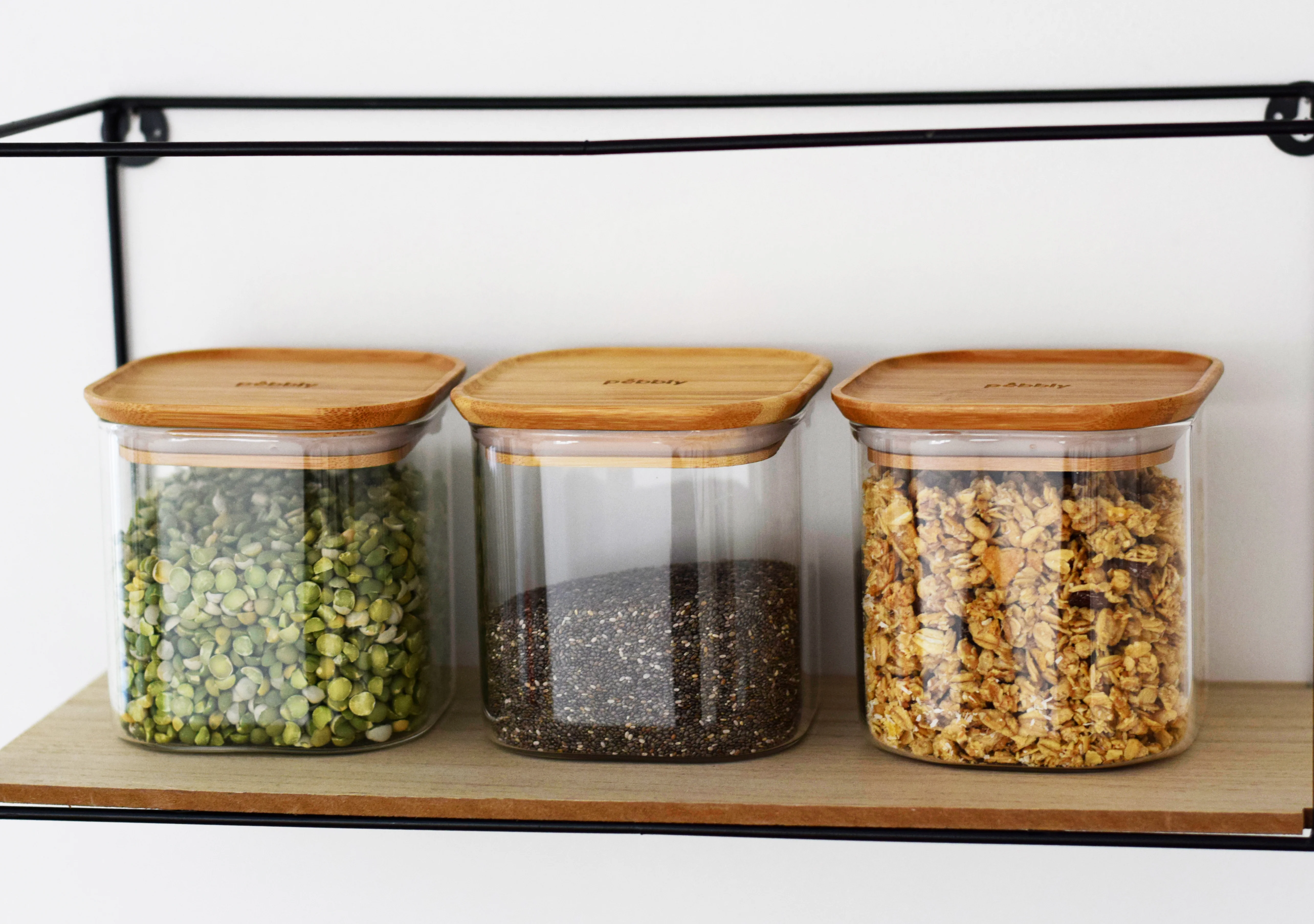 Square Glass Canisters with Bamboo Lids 3-Pack - Image 4