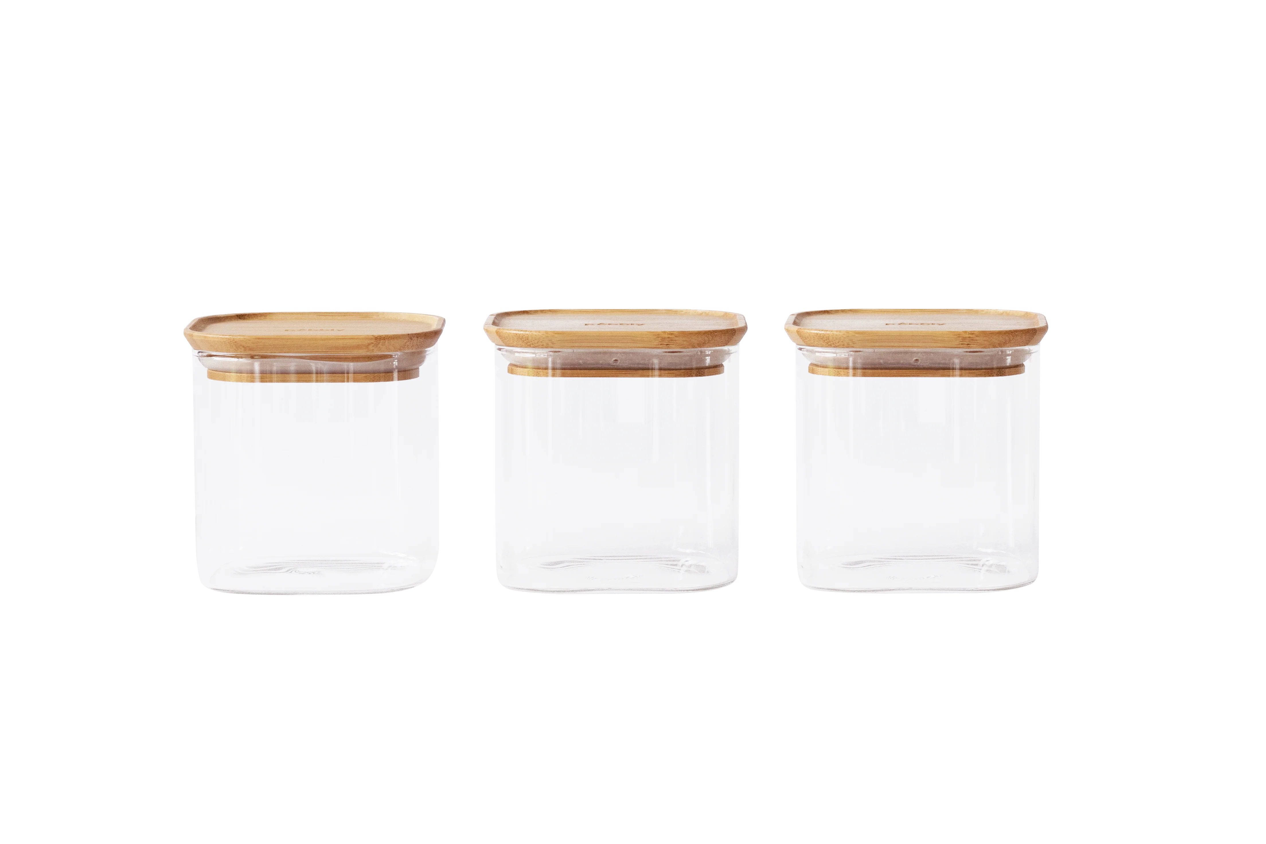 Square Glass Canisters with Bamboo Lids 3-Pack - Image 6
