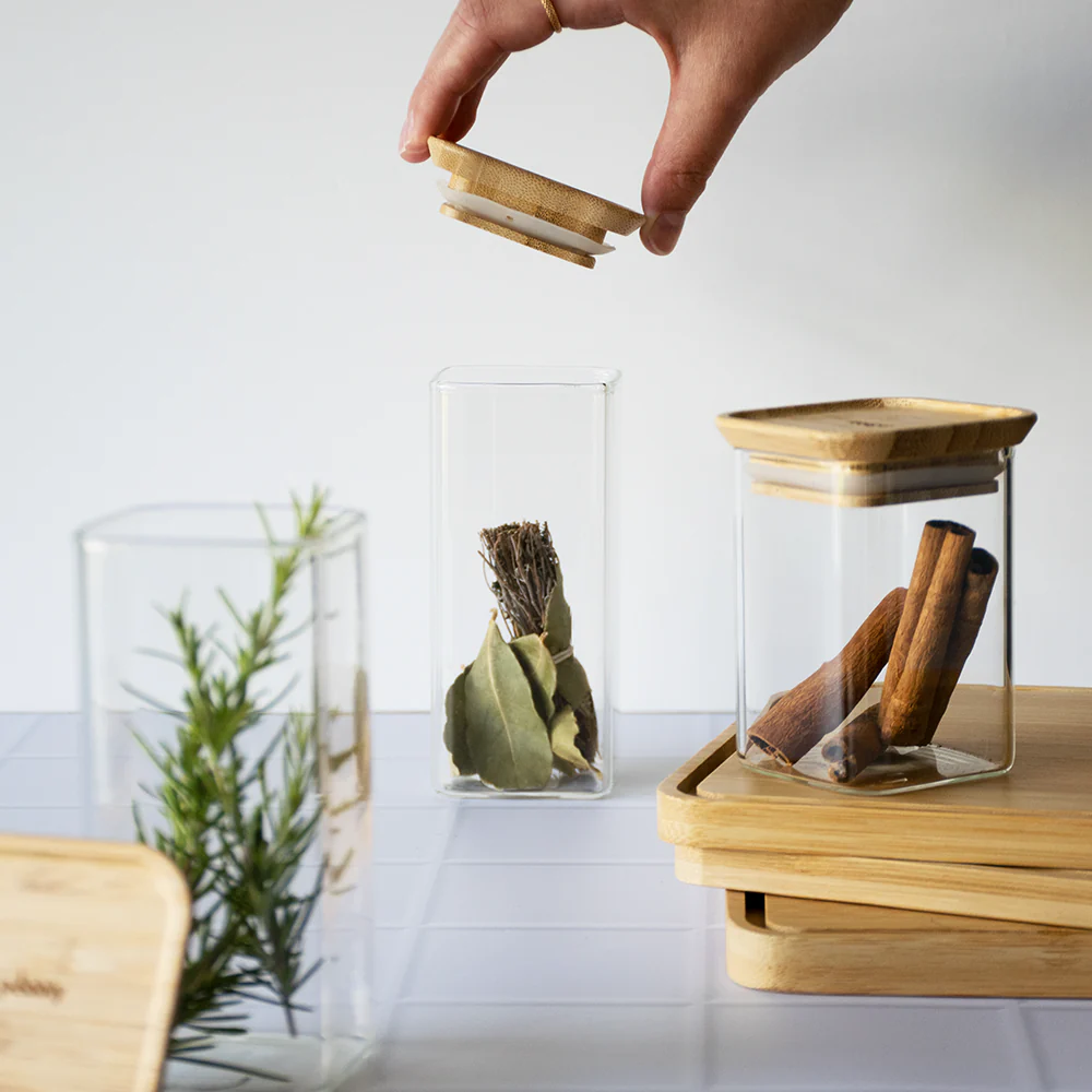 Stackable Glass Container with Bamboo Lid 2pack - Image 3